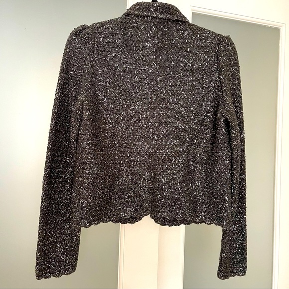Dolce & Gabbana | Charcoal w/ Silver Threads and Sequins | Cropped Jacket | L - Picture 3 of 10